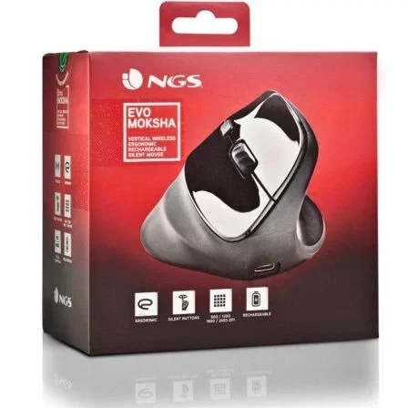 Ngs Ratón inalámbrico vertical negro ergonómico